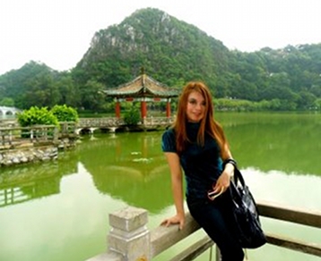 Helen Lin at Seven-Star Rocks, China -- what a gorgeous and historic place!